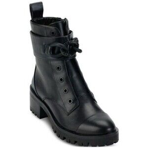 KARL LAGERFELD Paris Pepper Jeweled Chain Lug Sole Combat Boots Black Size 7